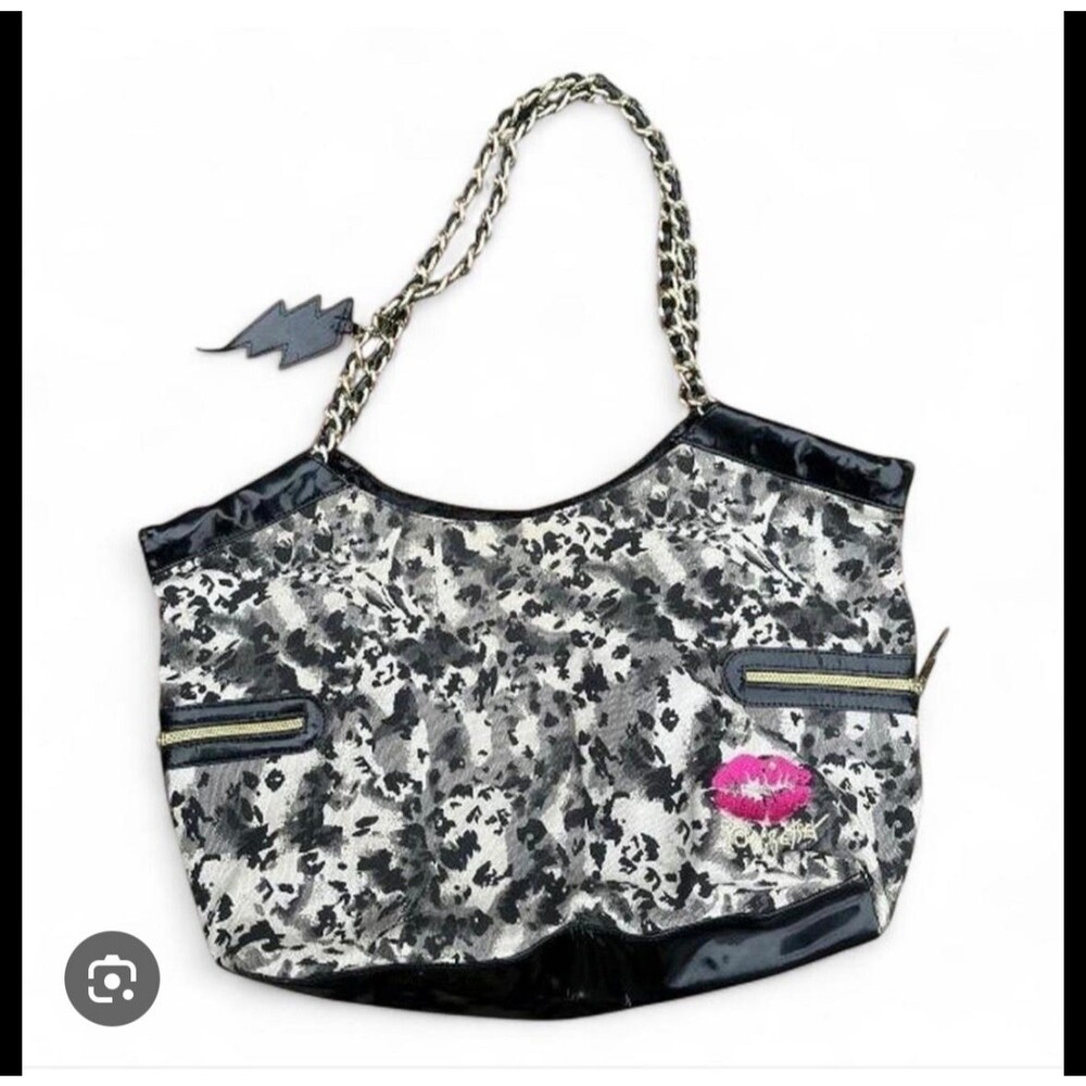 Betseyville Leopard Print Tote Bag Lge Animal Print Clasp/Top 2 pockets shoulder